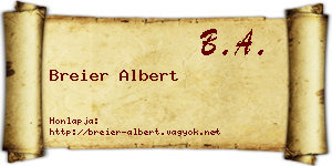Breier Albert névjegykártya